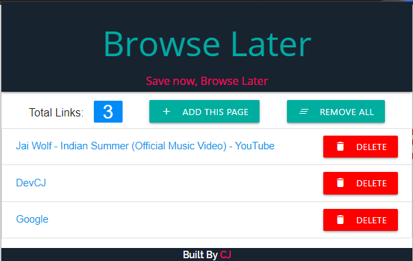 Browse Later extension